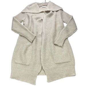 Nile atelier Ribbed knit Long Alpaca blend Shawl collar cardigan sweater, S